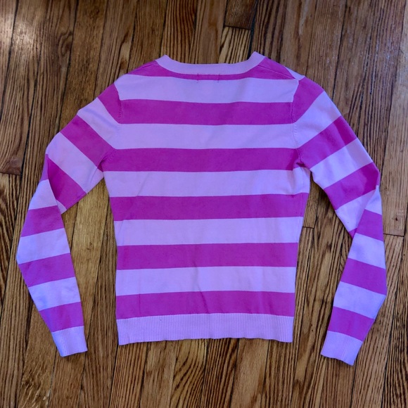Lilly Pulitzer Pink Striped V-Neck Sweater - Picture 3 of 3